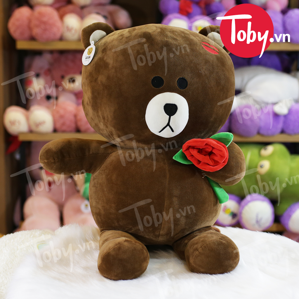 Gấu Bông Brown ôm hoa hồng